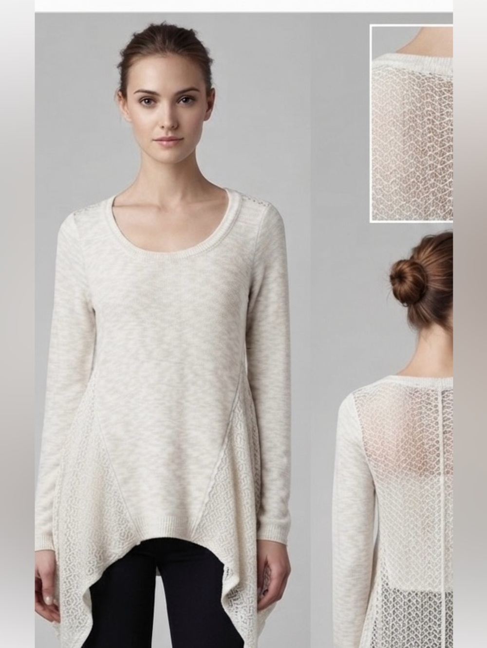 Poof! Ivory White Sharkbite Hem  - delicate Full Lace Back - Size XS/S